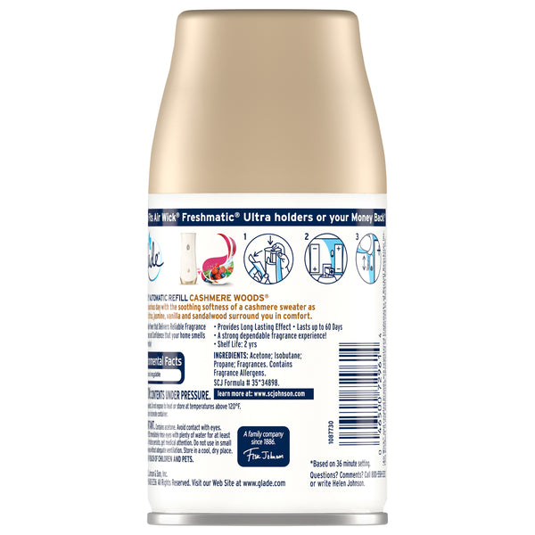 Automatic Spray Refill 1 CT, Cashmere Woods, 6.2 OZ. Total, Air Freshener Infused